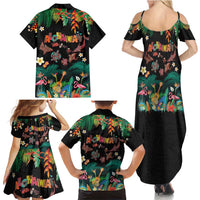 Hawaiian Alohawaii Family Matching Summer Maxi Dress and Hawaiian Shirt Tribal Sea Animals Tattoo and Tropical Plants - Polynesian Pride