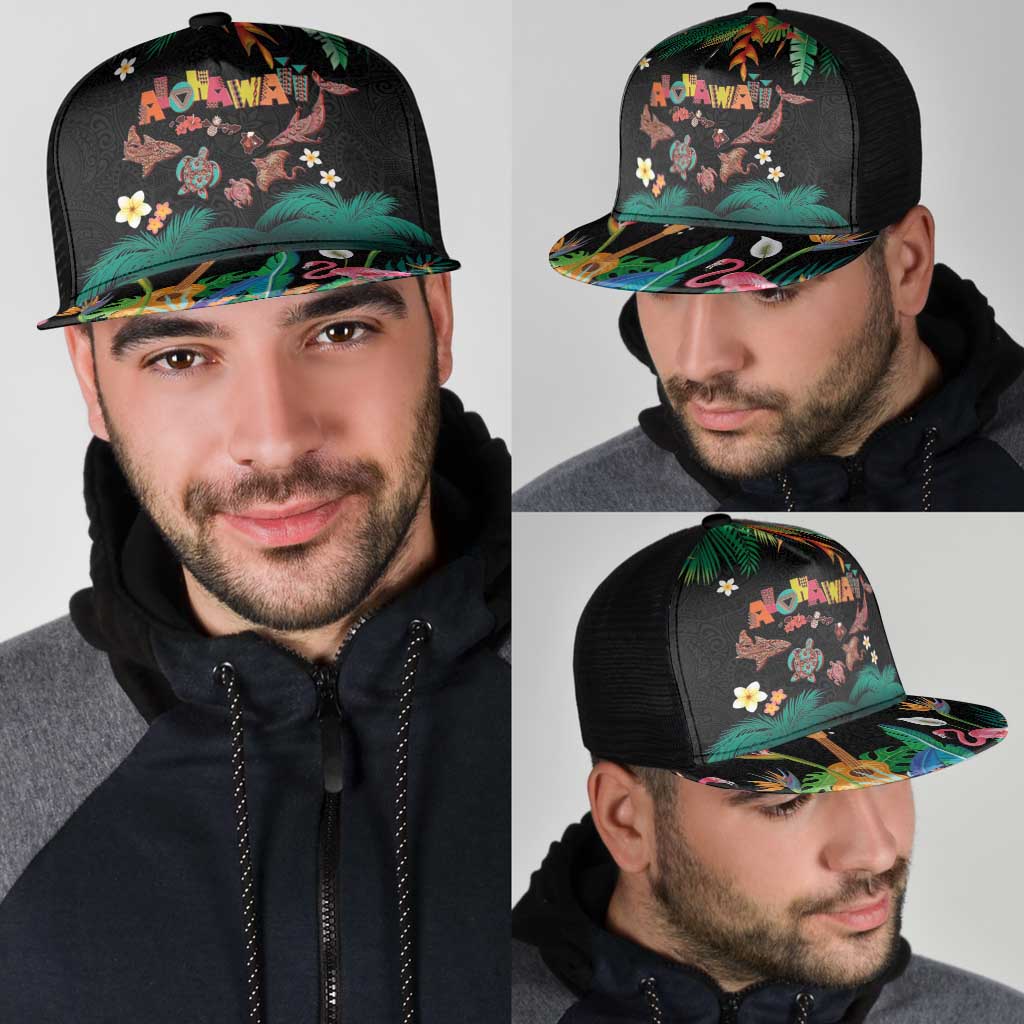 Hawaiian Alohawaii Mesh Trucker Cap Tribal Sea Animals Tattoo and Tropical Plants - Polynesian Pride