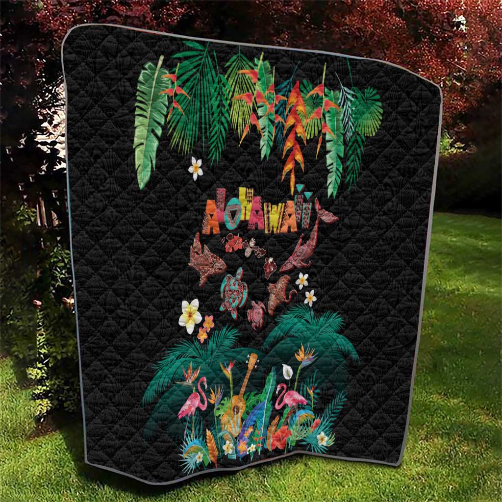 Hawaiian Alohawaii Quilt Tribal Sea Animals Tattoo and Tropical Plants - Polynesian Pride