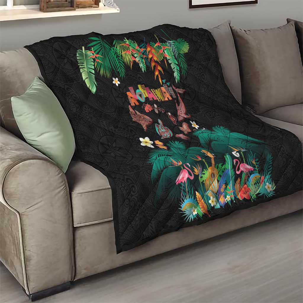 Hawaiian Alohawaii Quilt Tribal Sea Animals Tattoo and Tropical Plants - Polynesian Pride