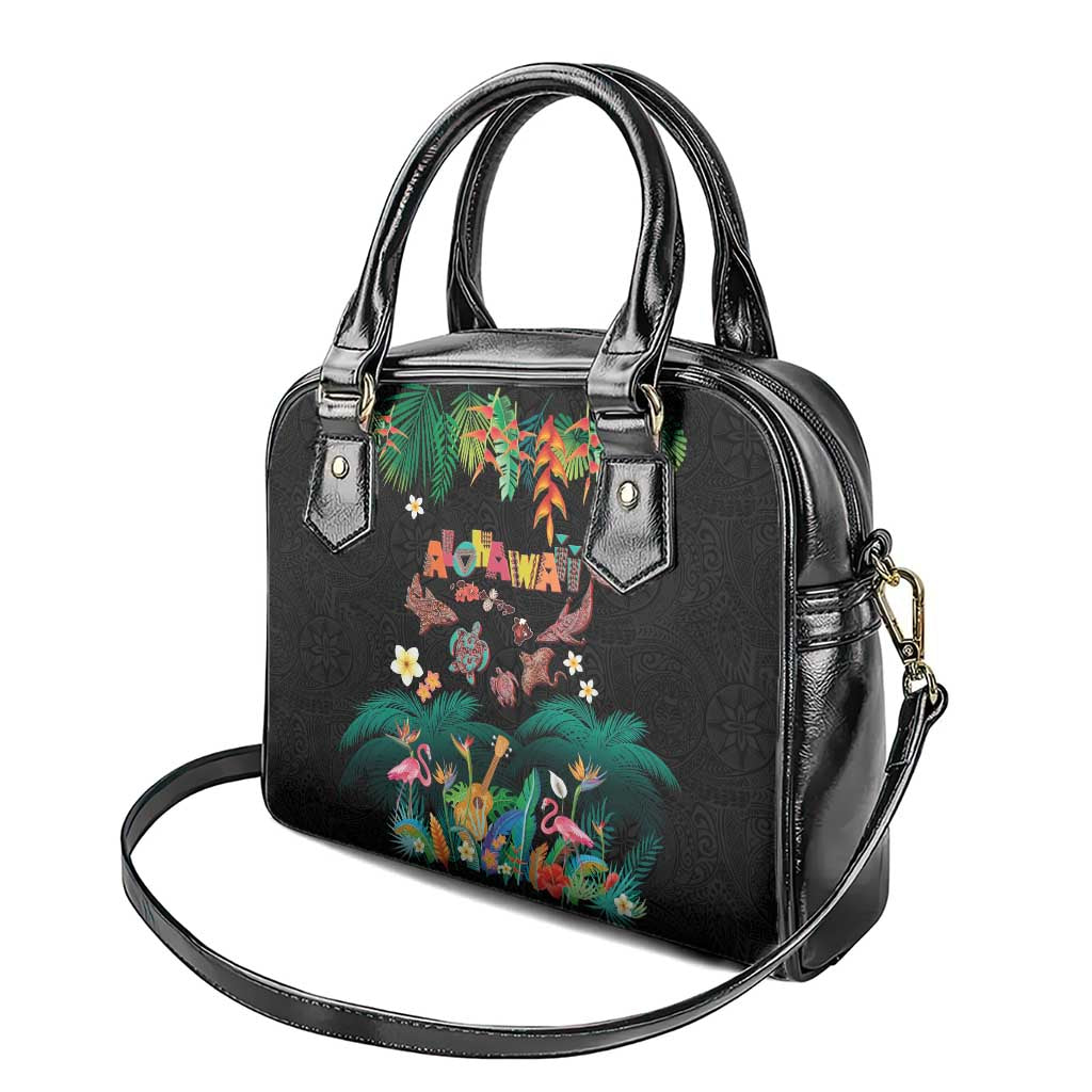 Hawaiian Alohawaii Shoulder Handbag Tribal Sea Animals Tattoo and Tropical Plants - Polynesian Pride