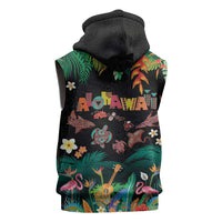 Hawaiian Alohawaii Sleeveless Hoodie Tribal Sea Animals Tattoo and Tropical Plants - Polynesian Pride