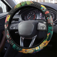 Hawaiian Alohawaii Steering Wheel Cover Tribal Sea Animals Tattoo and Tropical Plants - Polynesian Pride