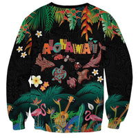 Hawaiian Alohawaii Sweatshirt Tribal Sea Animals Tattoo and Tropical Plants - Polynesian Pride