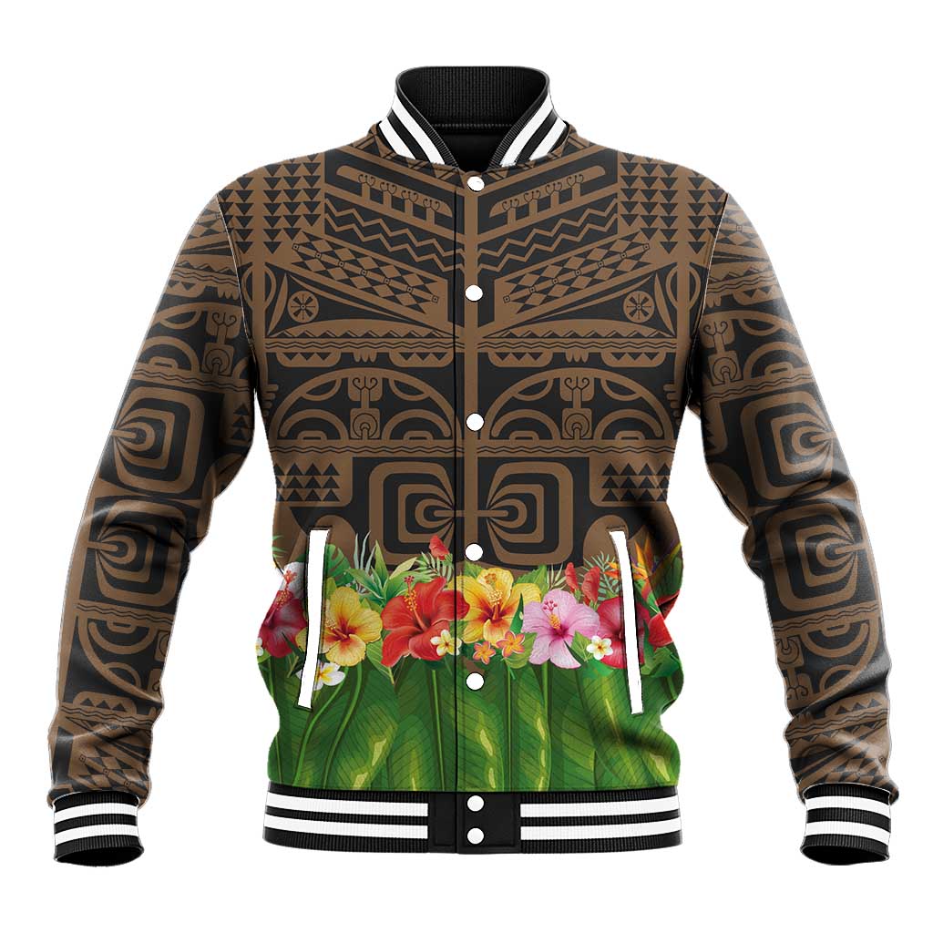 Hawaiian Hula Costume Baseball Jacket Tribal Tattoo and Tropical Plants Skirt - Polynesian Pride