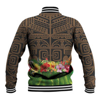 Hawaiian Hula Costume Baseball Jacket Tribal Tattoo and Tropical Plants Skirt - Polynesian Pride