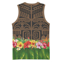Hawaiian Hula Costume Basketball Jersey Tribal Tattoo and Tropical Plants Skirt - Polynesian Pride