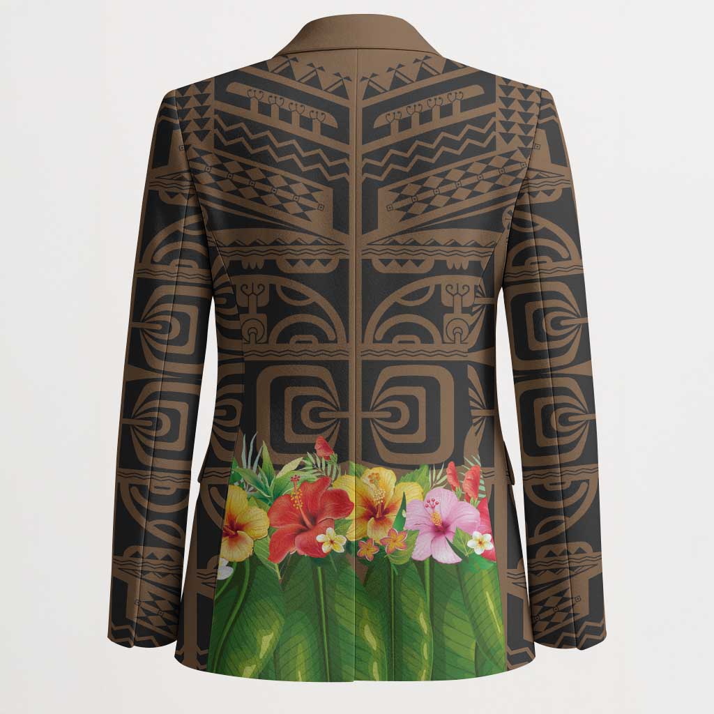 Hawaiian Hula Costume Blazer Tribal Tattoo and Tropical Plants Skirt - Polynesian Pride