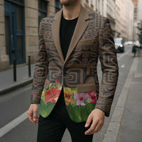 Hawaiian Hula Costume Blazer Tribal Tattoo and Tropical Plants Skirt - Polynesian Pride