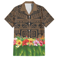 Hawaiian Hula Costume Hawaiian Shirt Tribal Tattoo and Tropical Plants Skirt - Polynesian Pride
