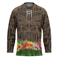 Hawaiian Hula Costume Hockey Jersey Tribal Tattoo and Tropical Plants Skirt - Polynesian Pride
