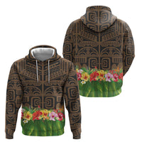 Hawaiian Hula Costume Hoodie Tribal Tattoo and Tropical Plants Skirt - Polynesian Pride