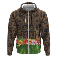 Hawaiian Hula Costume Hoodie Tribal Tattoo and Tropical Plants Skirt - Polynesian Pride