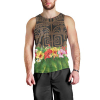 Hawaiian Hula Costume Men Tank Top Tribal Tattoo and Tropical Plants Skirt - Polynesian Pride