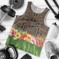 Hawaiian Hula Costume Men Tank Top Tribal Tattoo and Tropical Plants Skirt - Polynesian Pride
