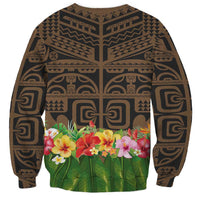 Hawaiian Hula Costume Sweatshirt Tribal Tattoo and Tropical Plants Skirt - Polynesian Pride
