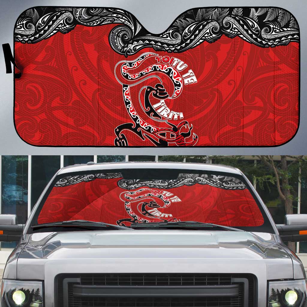 Aotearoa Toitu Te Tiriti Auto Sun Shade Taniwha Tribal Motifs