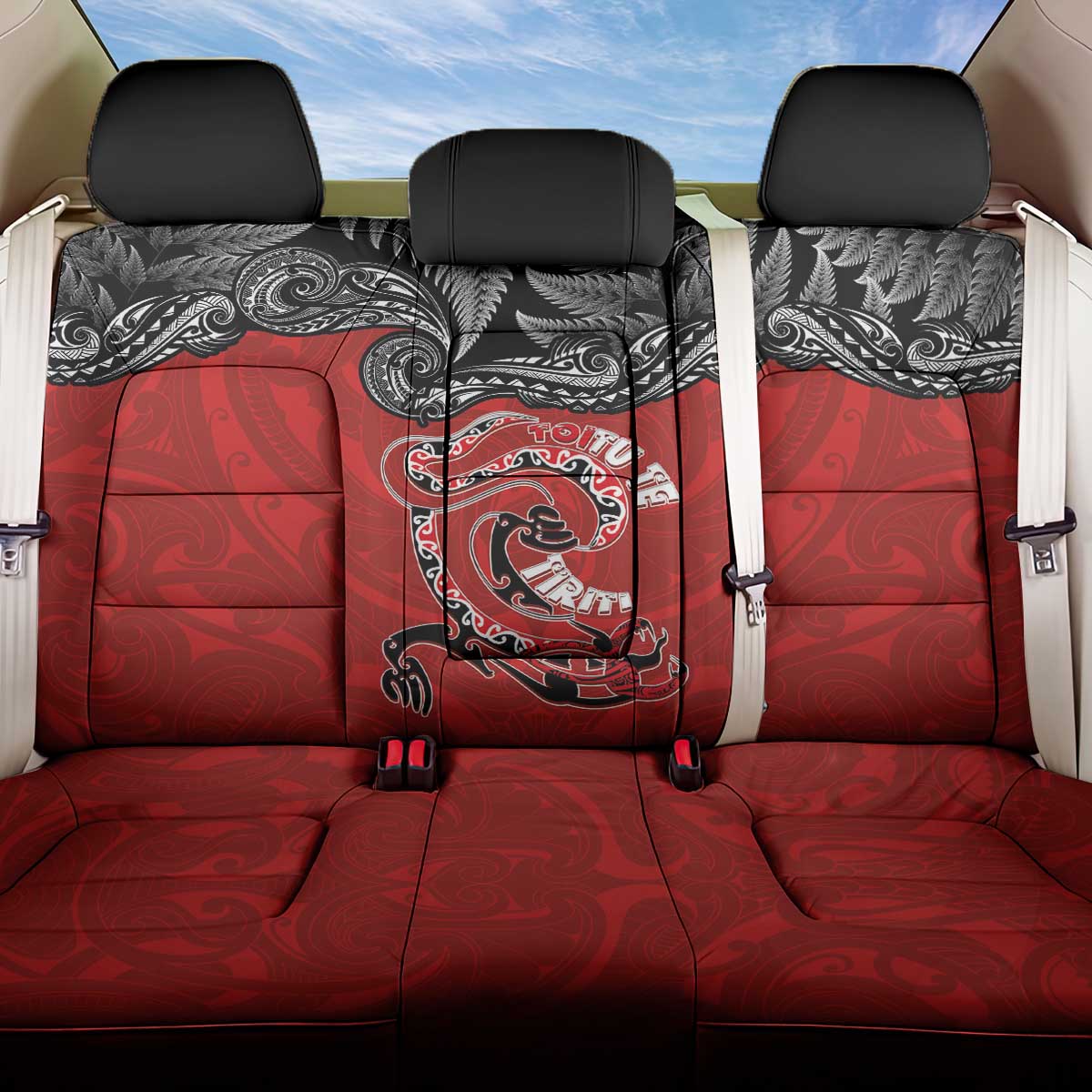 Aotearoa Toitu Te Tiriti Back Car Seat Cover Taniwha Tribal Motifs