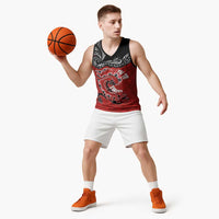 Personalised Aotearoa Toitu Te Tiriti Basketball Jersey Taniwha Tribal Motifs