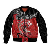 Personalised Aotearoa Toitu Te Tiriti Bomber Jacket Taniwha Tribal Motifs