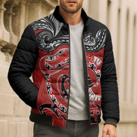 Personalised Aotearoa Toitu Te Tiriti Bomber Puffer Jacket Taniwha Tribal Motifs