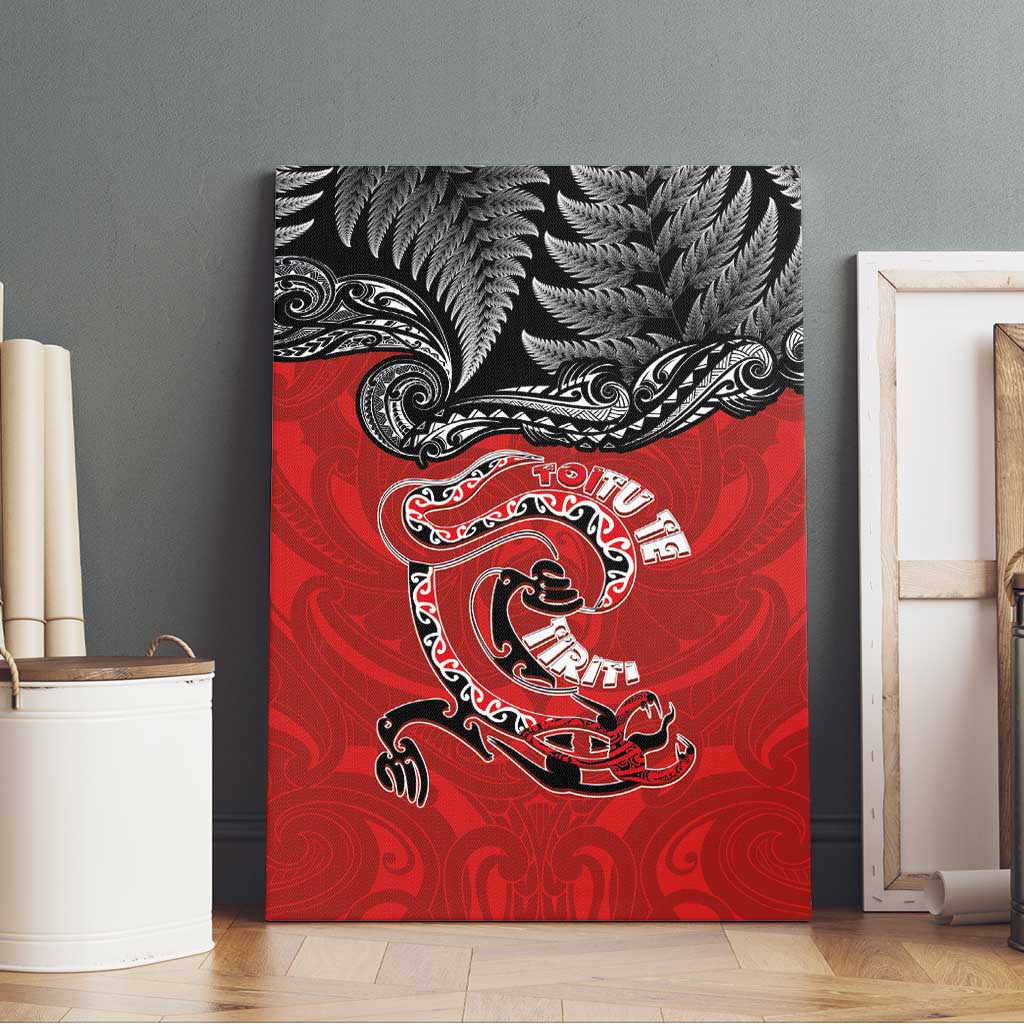 Aotearoa Toitu Te Tiriti Canvas Wall Art Taniwha Tribal Motifs