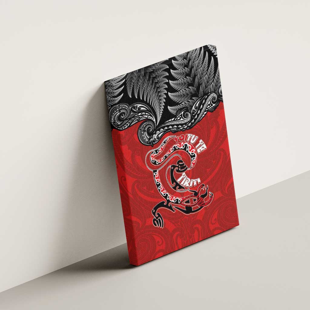 Aotearoa Toitu Te Tiriti Canvas Wall Art Taniwha Tribal Motifs