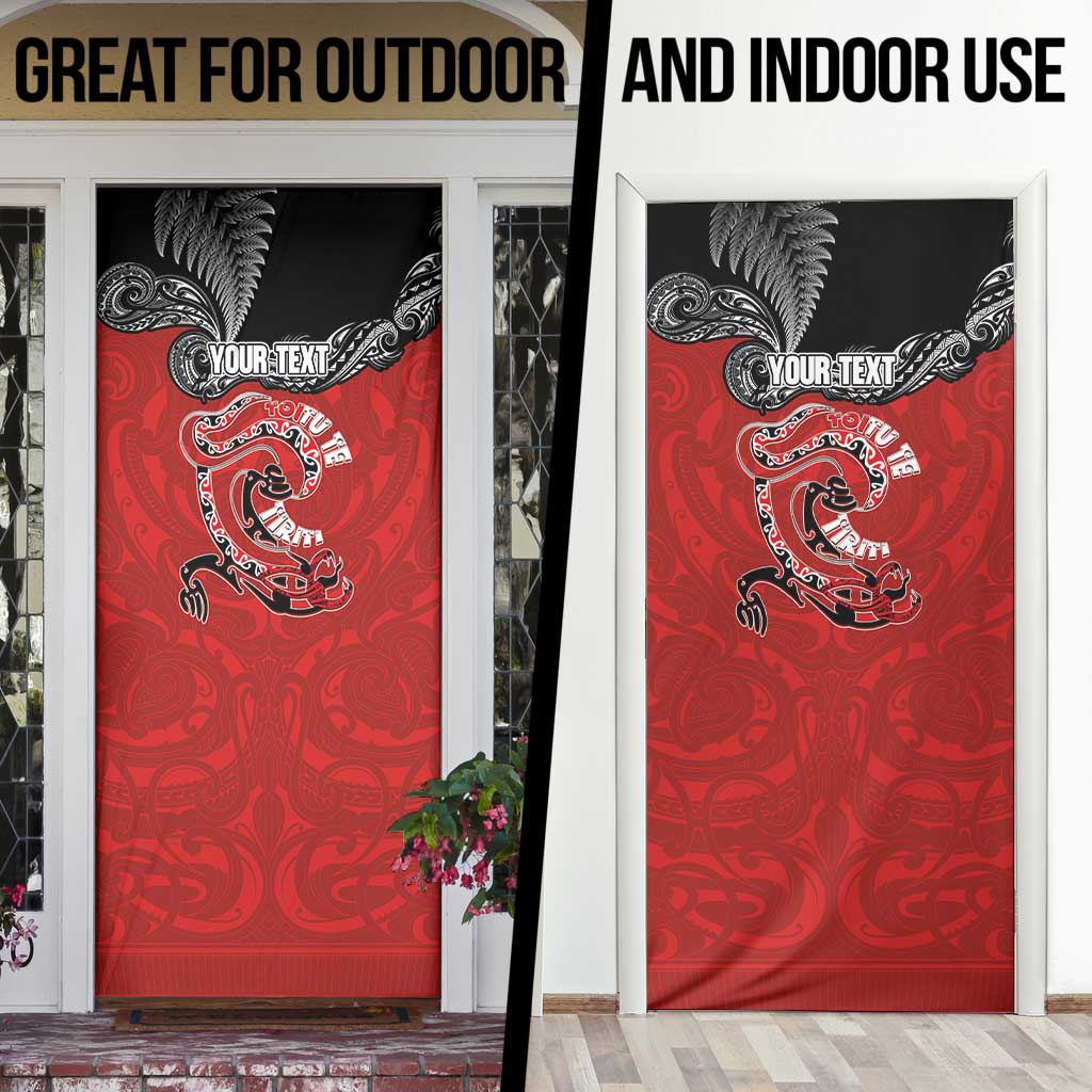 Personalised Aotearoa Toitu Te Tiriti Door Cover Taniwha Tribal Motifs