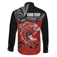 Personalised Aotearoa Toitu Te Tiriti Family Matching Off The Shoulder Long Sleeve Dress and Hawaiian Shirt Taniwha Tribal Motifs
