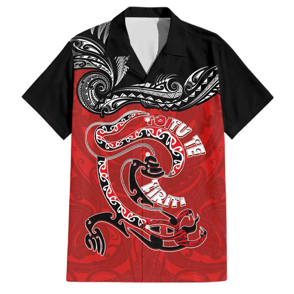 Personalised Aotearoa Toitu Te Tiriti Family Matching Puletasi and Hawaiian Shirt Taniwha Tribal Motifs