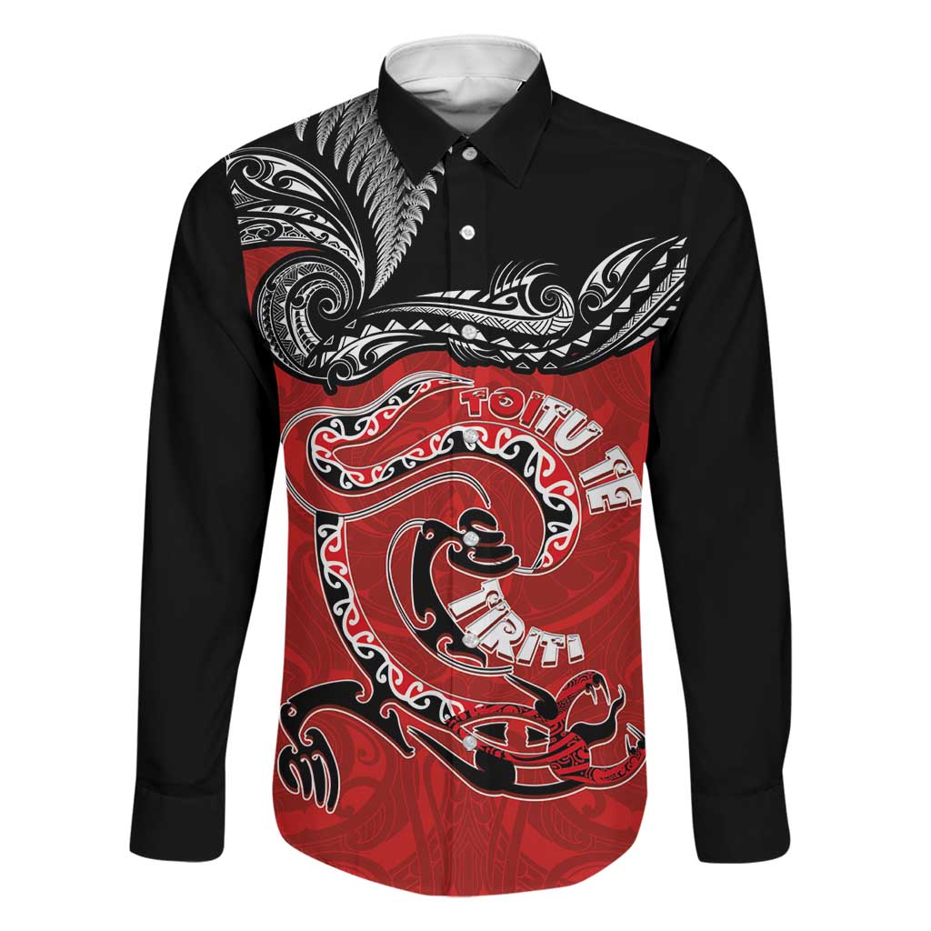 Personalised Aotearoa Toitu Te Tiriti Family Matching Puletasi and Hawaiian Shirt Taniwha Tribal Motifs