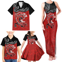 Personalised Aotearoa Toitu Te Tiriti Family Matching Tank Maxi Dress and Hawaiian Shirt Taniwha Tribal Motifs