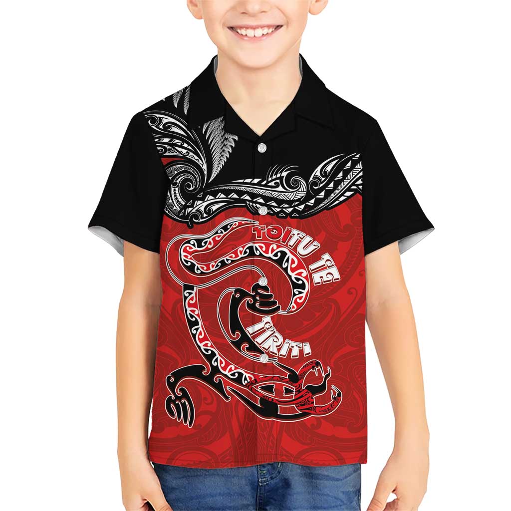 Personalised Aotearoa Toitu Te Tiriti Family Matching Tank Maxi Dress and Hawaiian Shirt Taniwha Tribal Motifs