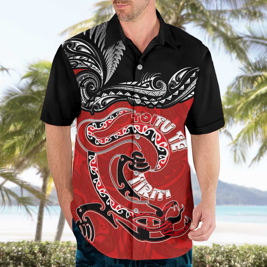 Personalised Aotearoa Toitu Te Tiriti Hawaiian Shirt Taniwha Tribal Motifs