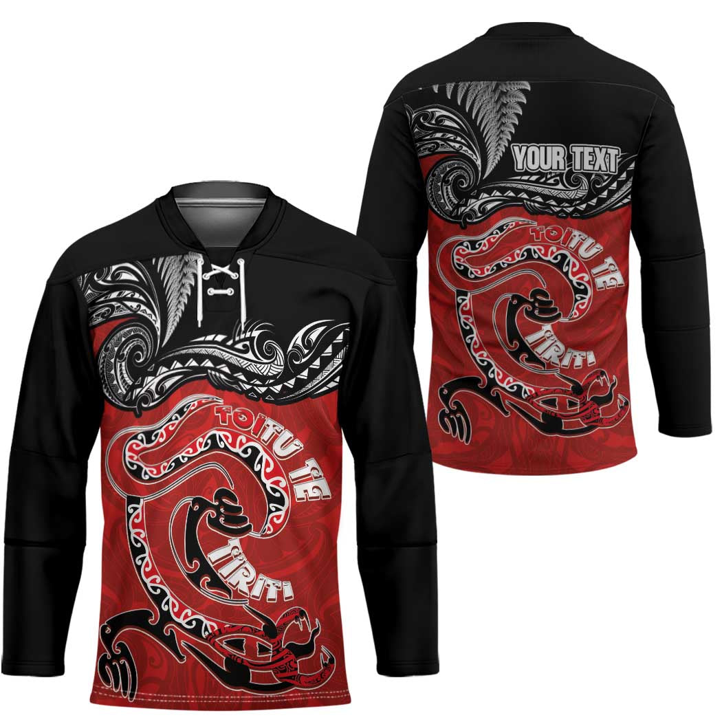 Personalised Aotearoa Toitu Te Tiriti Hockey Jersey Taniwha Tribal Motifs