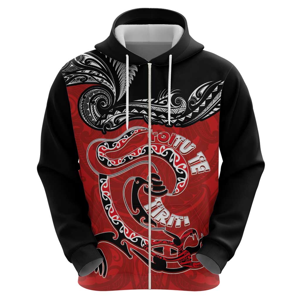 Personalised Aotearoa Toitu Te Tiriti Hoodie Taniwha Tribal Motifs
