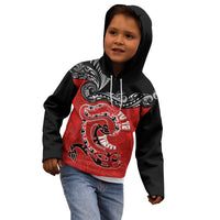 Personalised Aotearoa Toitu Te Tiriti Kid Hoodie Taniwha Tribal Motifs