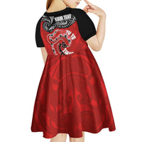 Personalised Aotearoa Toitu Te Tiriti Kid Short Sleeve Dress Taniwha Tribal Motifs