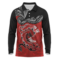 Personalised Aotearoa Toitu Te Tiriti Long Sleeve Polo Shirt Taniwha Tribal Motifs