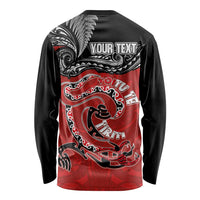 Personalised Aotearoa Toitu Te Tiriti Long Sleeve Shirt Taniwha Tribal Motifs