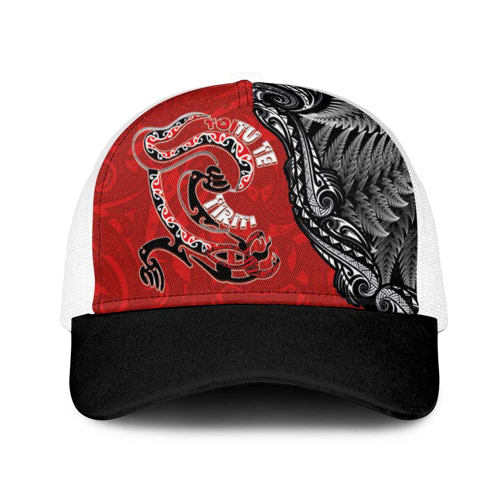 Aotearoa Toitu Te Tiriti Mesh Trucker Cap Taniwha Tribal Motifs