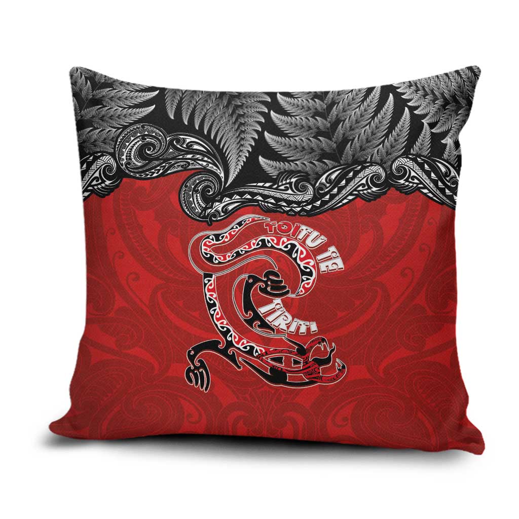 Aotearoa Toitu Te Tiriti Pillow Cover Taniwha Tribal Motifs