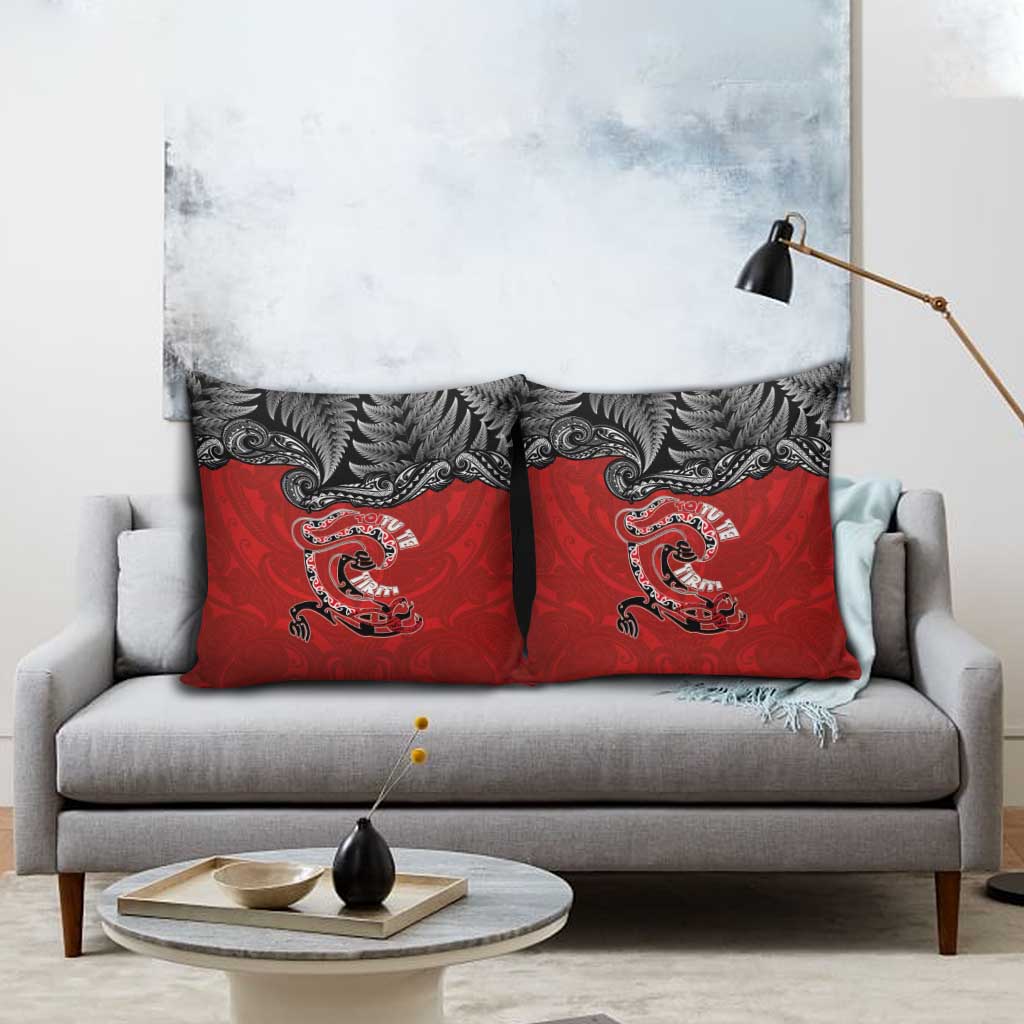Aotearoa Toitu Te Tiriti Pillow Cover Taniwha Tribal Motifs