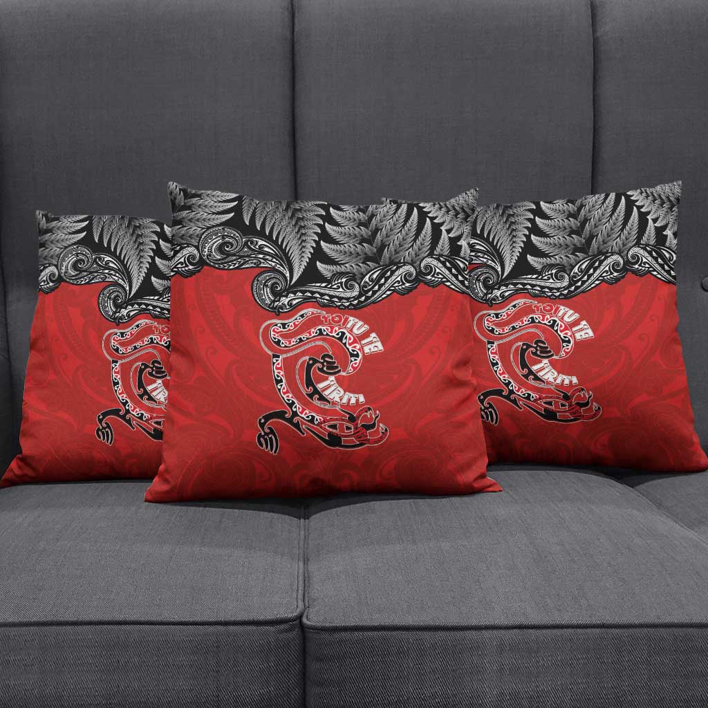 Aotearoa Toitu Te Tiriti Pillow Cover Taniwha Tribal Motifs