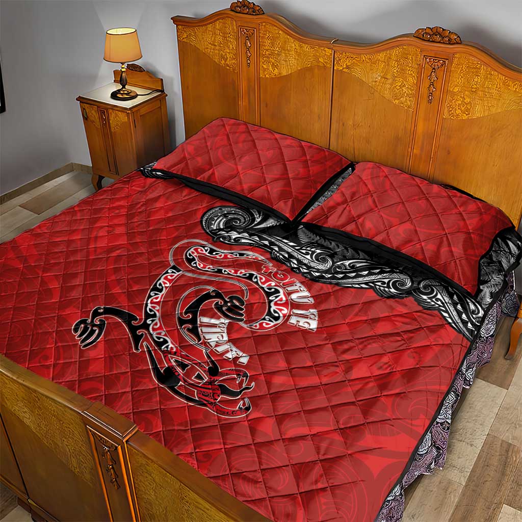 Aotearoa Toitu Te Tiriti Quilt Bed Set Taniwha Tribal Motifs