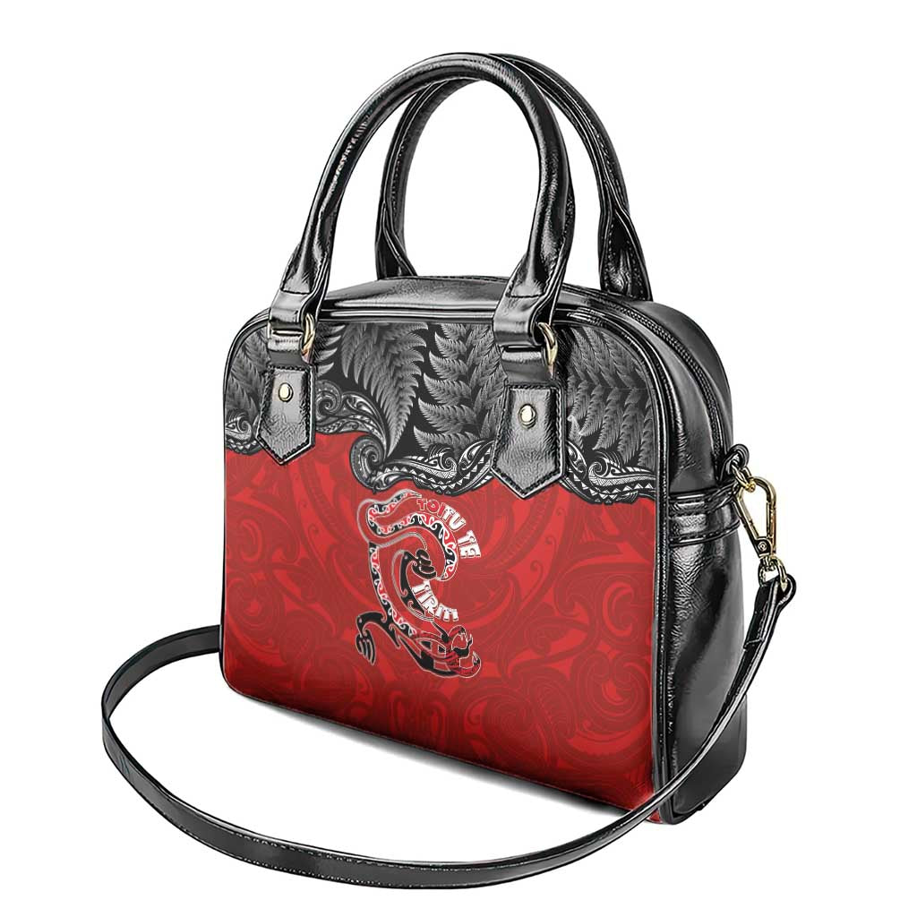 Aotearoa Toitu Te Tiriti Shoulder Handbag Taniwha Tribal Motifs