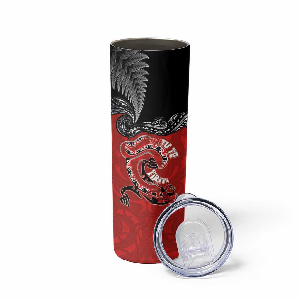 Aotearoa Toitu Te Tiriti Skinny Tumbler Taniwha Tribal Motifs
