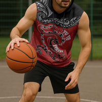 Personalised Aotearoa Toitu Te Tiriti Sleeveless Hoodie Taniwha Tribal Motifs