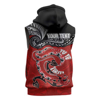 Personalised Aotearoa Toitu Te Tiriti Sleeveless Zip Hoodie Taniwha Tribal Motifs
