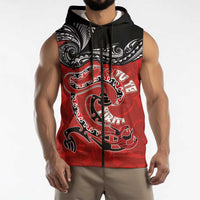Personalised Aotearoa Toitu Te Tiriti Sleeveless Zip Hoodie Taniwha Tribal Motifs